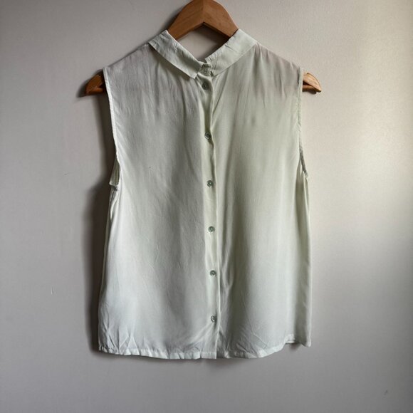 Equipment 100% Silk White Sleeveless Tuxedo Top Button Up - Picture 2 of 7